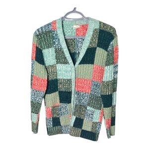 Multicolor Patchwork‎ Knit Button Down Cardigan Sweater Unbranded Size Medium